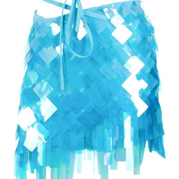 The Attico Dresses & Skirts - THE ATTICO ''AURELIE'' MINI SKIRT EMBELLISHED TURQUOISE BLUE - 38 - NWT